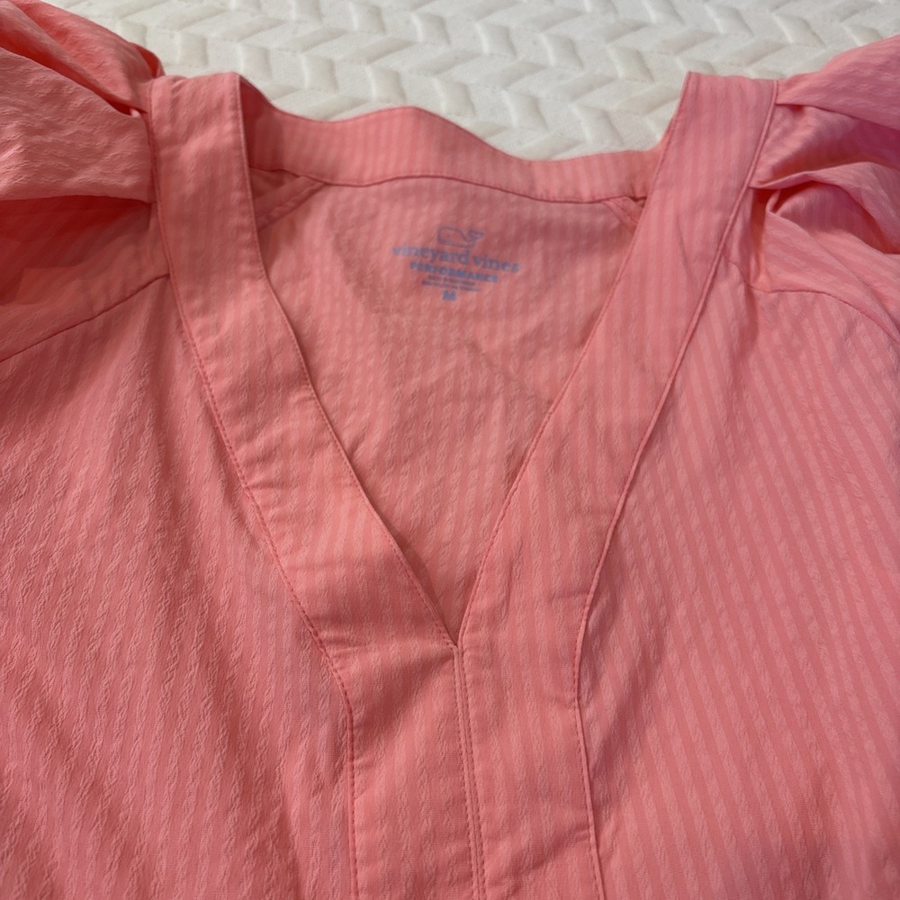 Vineyard Vines Harbor Tiered Ruffle Sleevelss Dress Tearose Size MED Feminine - Picture 9 of 9